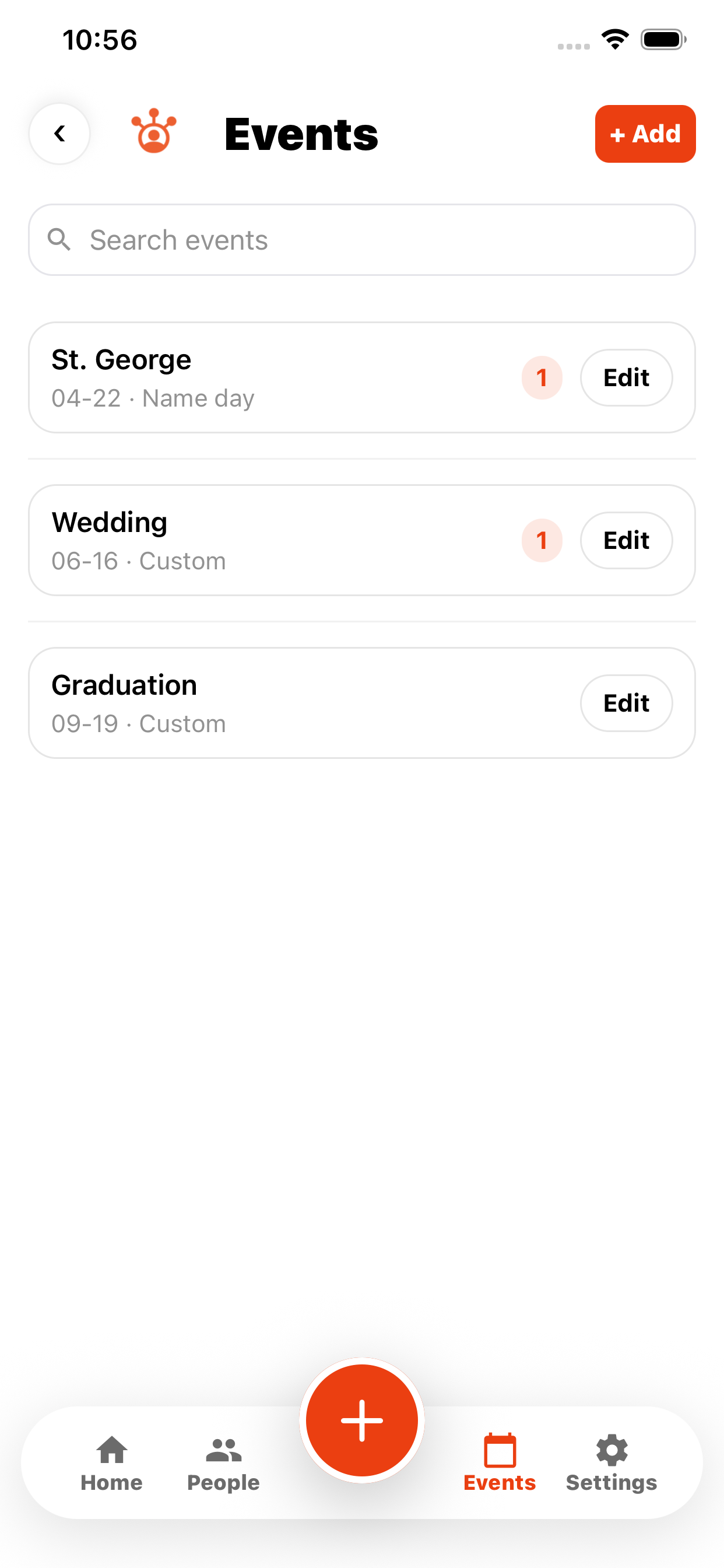 People list inside MindingPeople