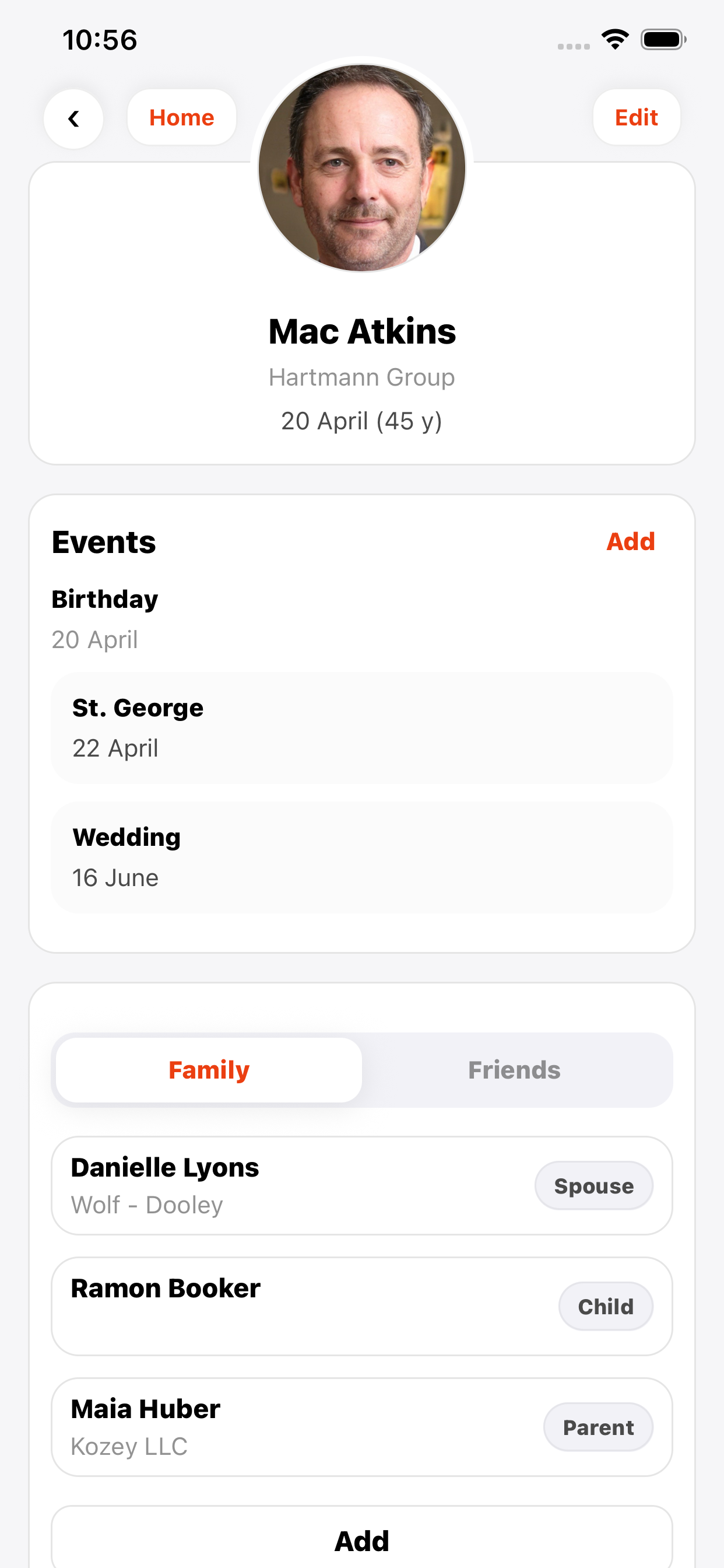 MindingPeople person profile screen